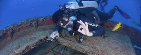 diver at a wreck