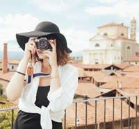 woman tourist with camera